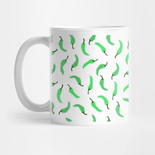 Green chilli peppers. Mug